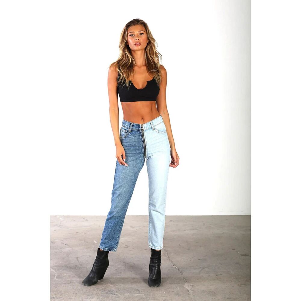 REVICE Yin Yang Two Tone Toyko Wash Cropped Zipper Jean - 26